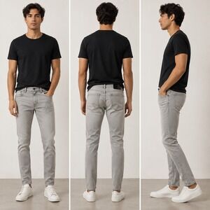 AllSaints Cigarette Skinny Jeans Mens 34 Gray Denim Stretch Classic Button Fly